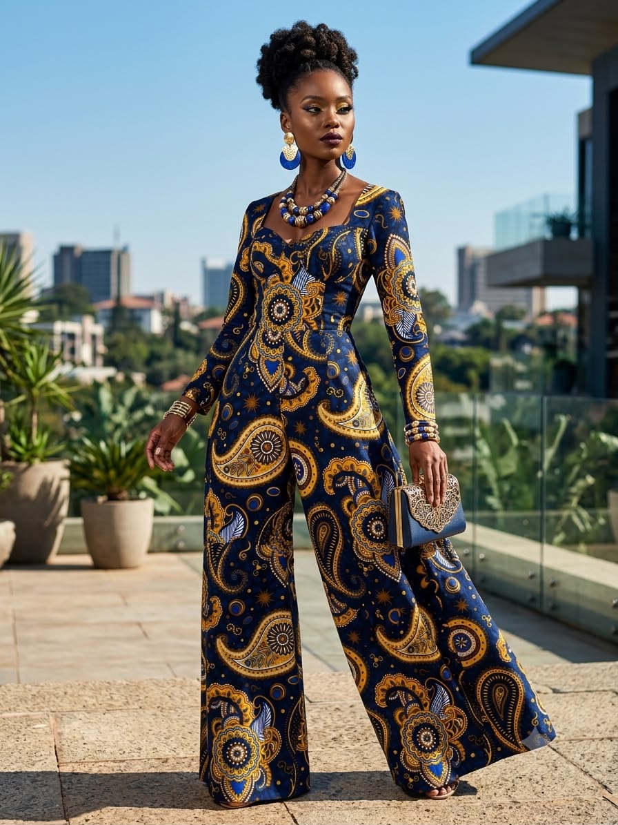 Peacock Paisley Jumpsuit Outfit